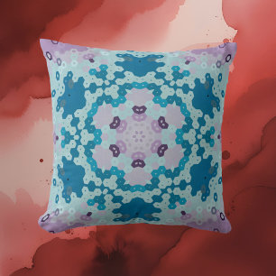 Hex Mandala Blue and Purple Cushion