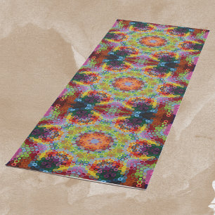 Hex Mandala Green Pink and Orange Yoga Mat