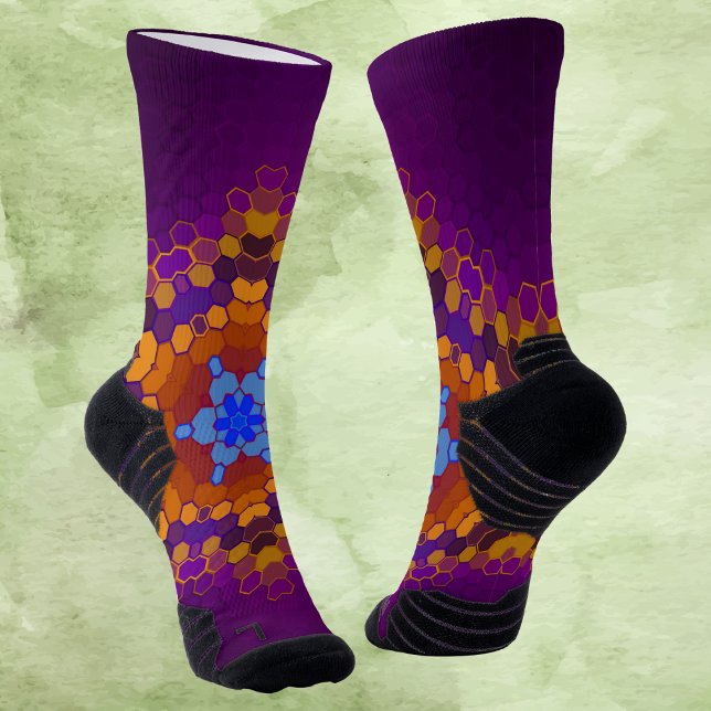 Hex Mandala Purple Orange and Blue Socks (Creator Uploaded)