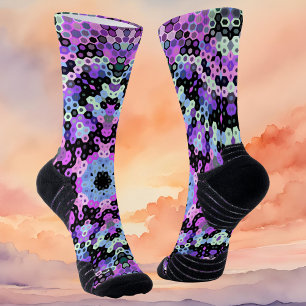 Hex Mandala Purple Pink and Blue Socks