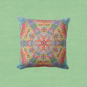 Hex Mandala Rainbow Cushion