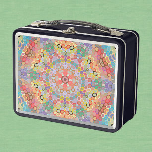Hex Mandala Rainbow Metal Lunch Box