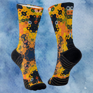 Hex Mandala Yellow and Orange Socks