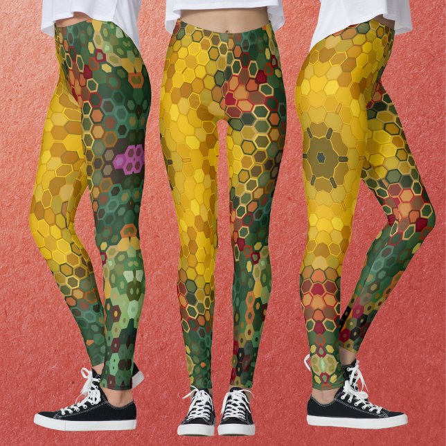 Hex Mandala Yellow Green and Orange Leggings (Creator Uploaded)