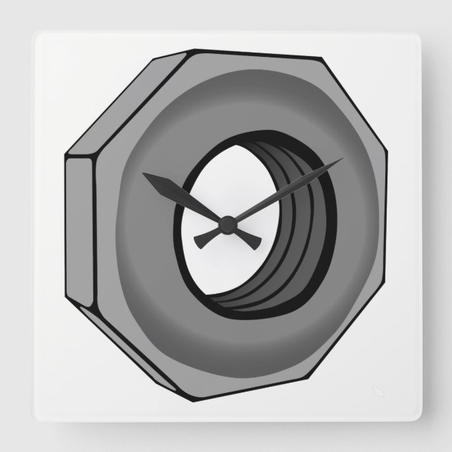 Hex Nut Square Wall Clock (Front)