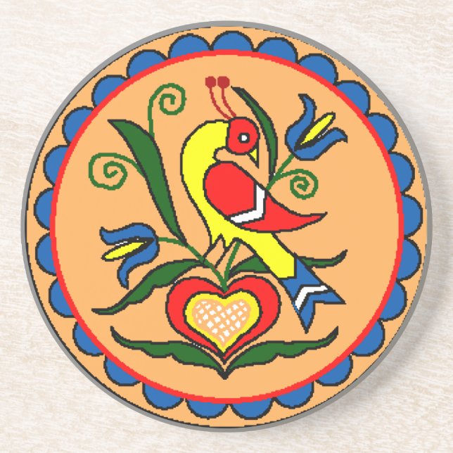 Hex Sign Dutch Bird Coaster (Front)