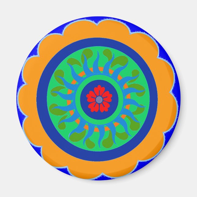 Hex Sign Flower Magnet (Front)