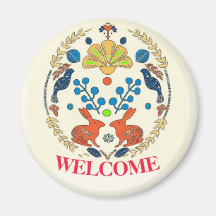 Hex Sign Polish  Welcome Rabbits Magnet