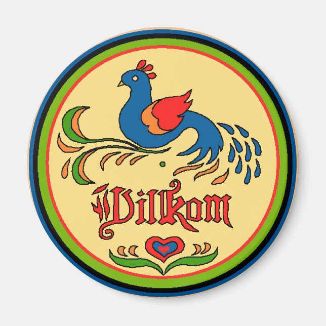 Hex Sign Welcome Bird Magnet (Front)