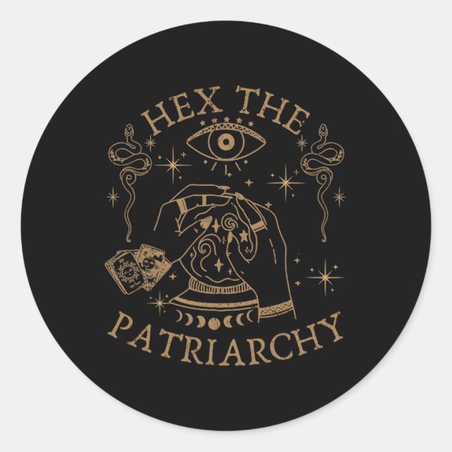 Hex The Patriarchy Feminist Witch  Classic Round Sticker (Front)