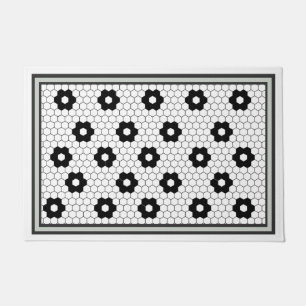 Hex tile design green gray doormat