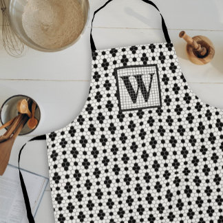 Hex Tile Print Monogram Apron