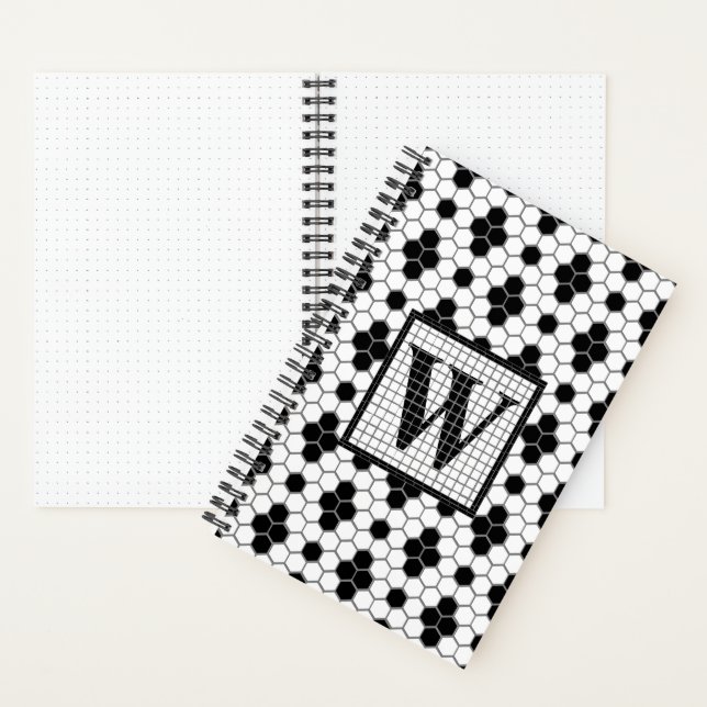 Hex Tile Print Monogram Bullet Journal Notebook (Inside)