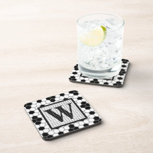 Hex Tile Print Monogram Coaster