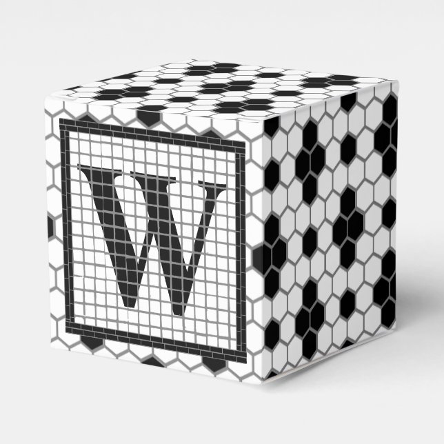 Hex Tile Print Monogram Favour Box (Front Side)