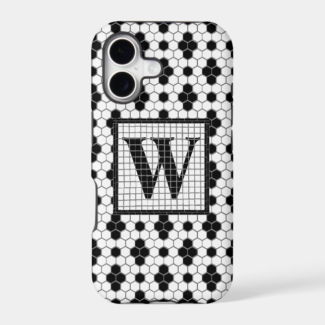 Hex Tile Print Monogram Phone Case (Back)