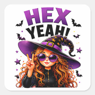 Hex Yeah Funny Witch Halloween Magic Quote Square Sticker