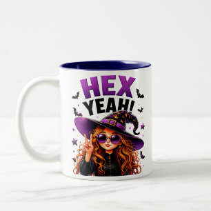 Hex Yeah Funny Witch Halloween Magic Quote Two-Tone Coffee Mug