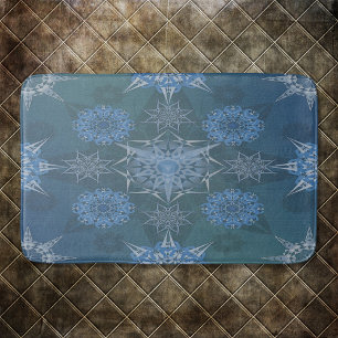 Hexa triangles yantra petals inscription  bath mat