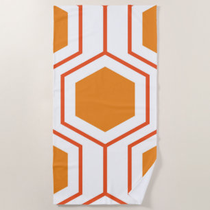 Hexagon abstract geometrical pattern in orange and beach towel