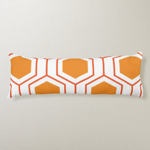 Hexagon abstract geometrical pattern in orange and body cushion