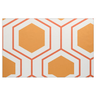 Hexagon abstract geometrical pattern in orange and fabric