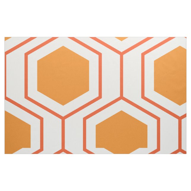Hexagon abstract geometrical pattern in orange and fabric (Fat Quarter)