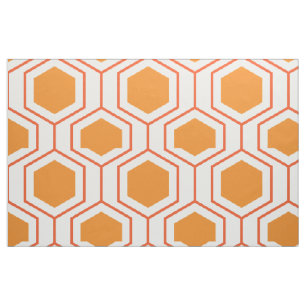 Hexagon abstract geometrical pattern in orange and fabric
