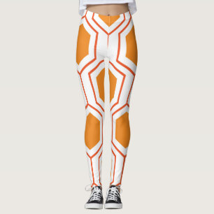 Hexagon abstract geometrical pattern in orange and leggings