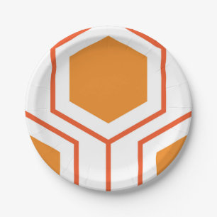 Hexagon abstract geometrical pattern in orange and paper plate