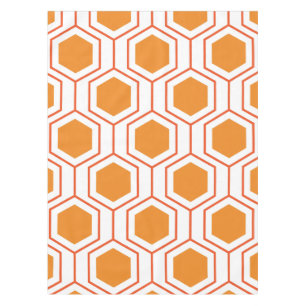 Hexagon abstract geometrical pattern in orange and tablecloth