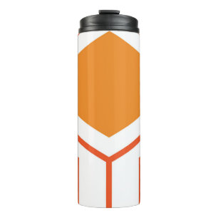 Hexagon abstract geometrical pattern in orange and thermal tumbler
