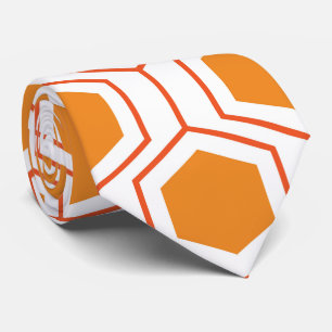 Hexagon abstract geometrical pattern in orange and tie