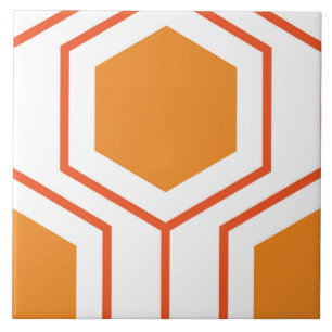 Hexagon abstract geometrical pattern in orange and tile