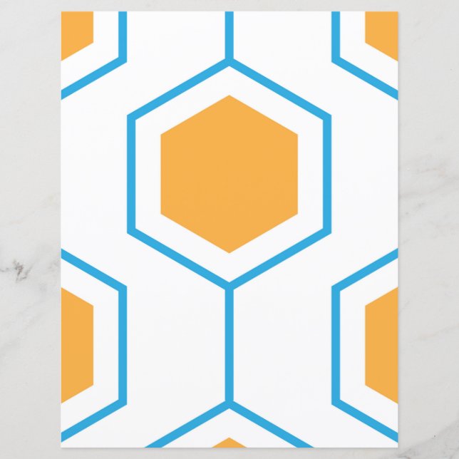 Hexagon abstract geometrical pattern in orange blu (Front)