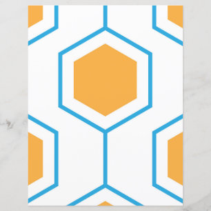 Hexagon abstract geometrical pattern in orange blu