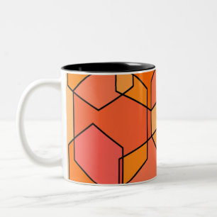 Hexagon Bauhaus - Orange Two-Tone Coffee Mug