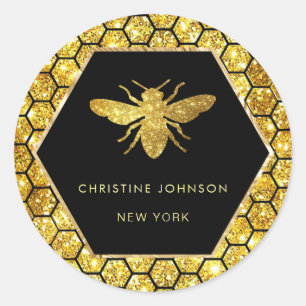 hexagon bee logo classic round sticker