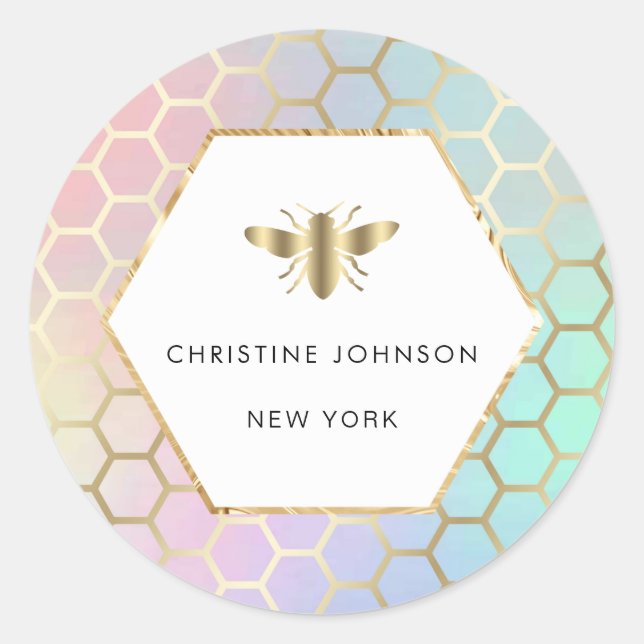 hexagon bee logo classic round sticker (Front)