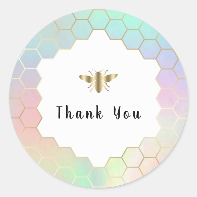 hexagon bee logo thank you classic round sticker (Front)