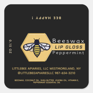 HEXAGON Beeswax Peppermint LIP GLOSS with BEE Square Sticker