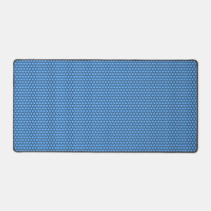 Hexagon Blue Black Pattern Desk Mat