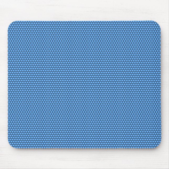 Hexagon Blue Black Pattern Mouse Mat (Front)
