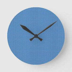 Hexagon Blue Black Pattern Round Clock