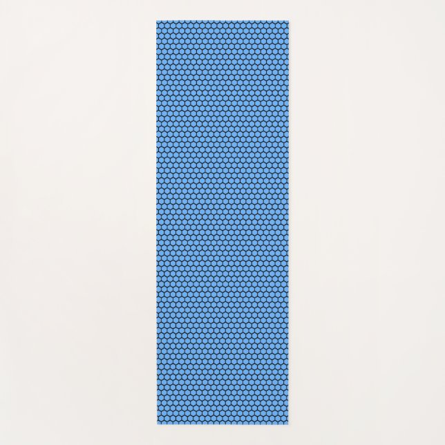 Hexagon Blue Black Pattern Yoga Mat (Front)