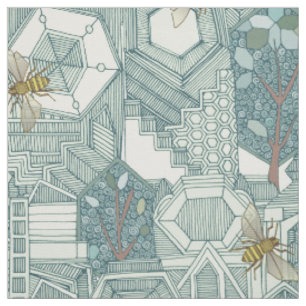 hexagon city fabric