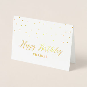 Hexagon Confetti Stylish Custom Happy Birthday Foi Foil Card