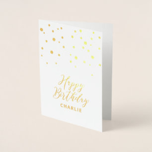 Hexagon Confetti Stylish Custom Happy Birthday Foil Card