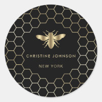 hexagon design bee logo on black
