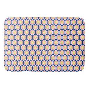 Hexagon flowers pattern bath mat